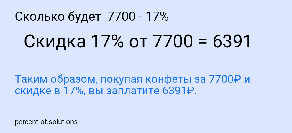 Сколько будет  7700 - 17%