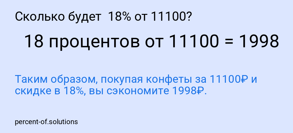 Сколько будет 18% от 11100?