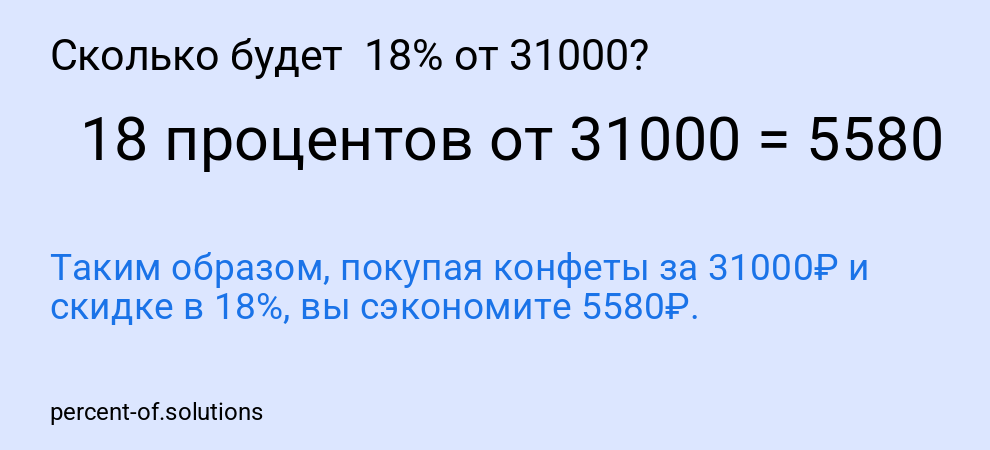 Сколько будет  18% от 31000?