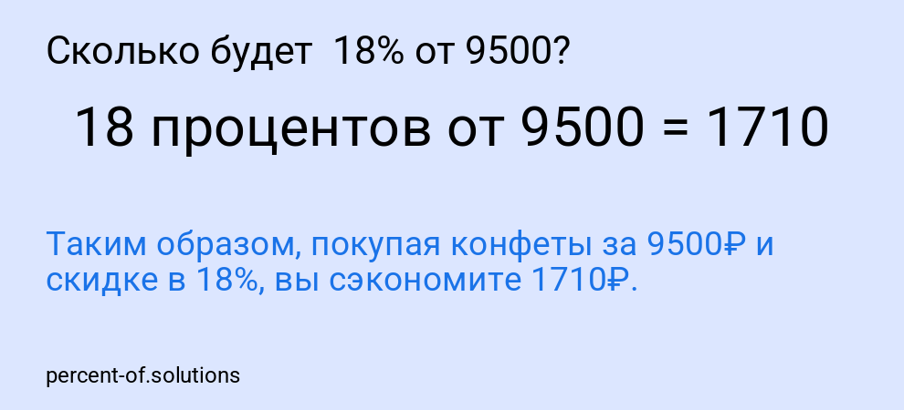 Сколько будет  18% от 9500?