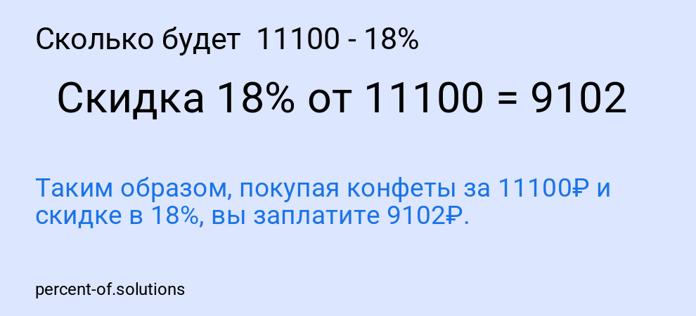 Сколько будет 11100 - 18%
