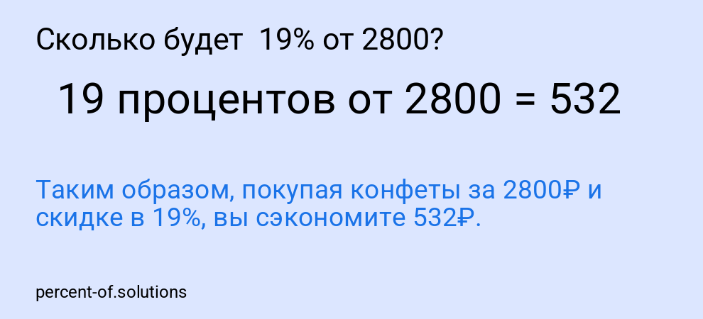 Сколько будет  19% от 2800?