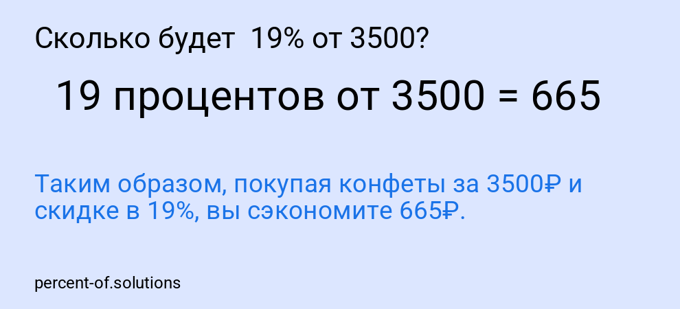 Сколько будет 19% от 3500?