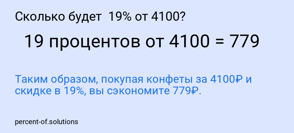 Сколько будет  19% от 4100?