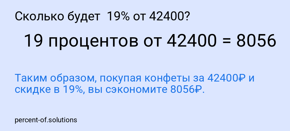Сколько будет  19% от 42400?