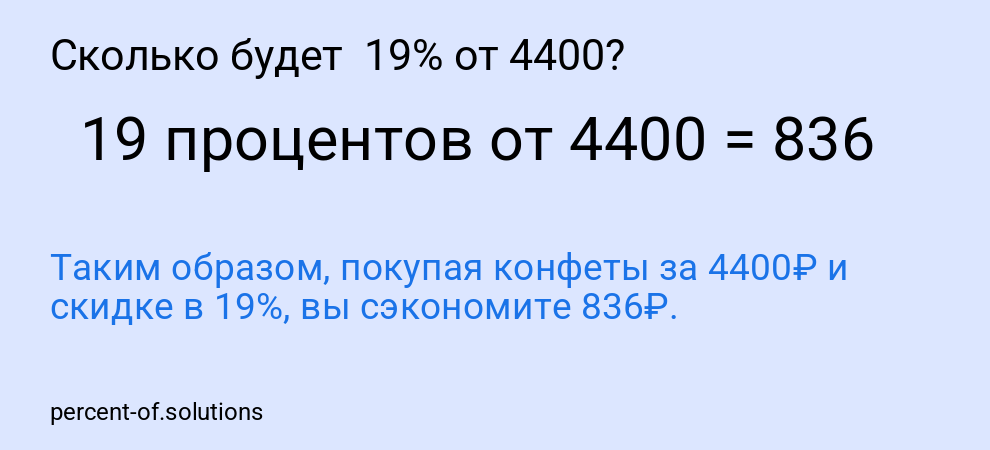 Сколько будет 19% от 4400?
