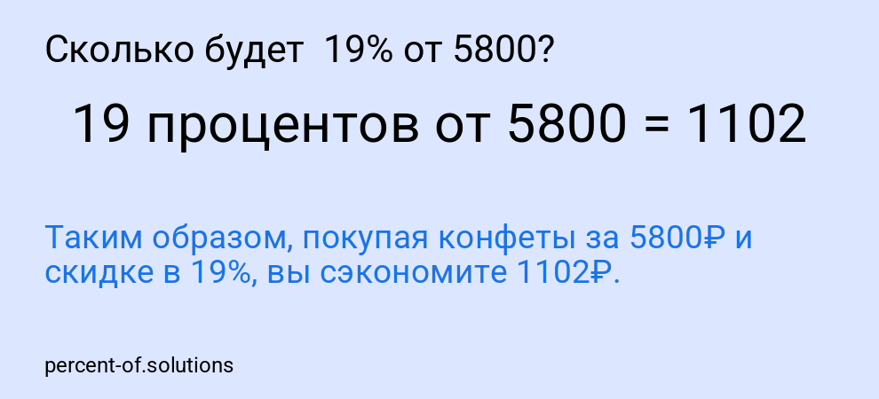Сколько будет 19% от 5800?