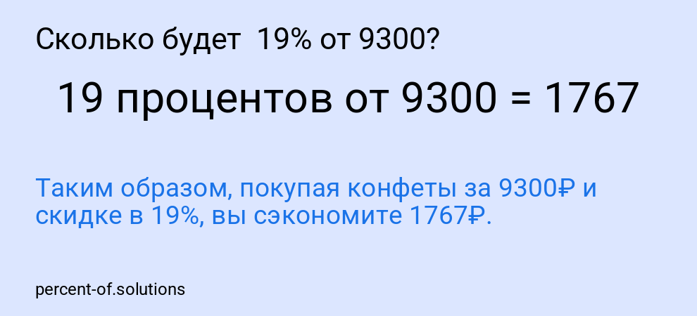 Сколько будет  19% от 9300?