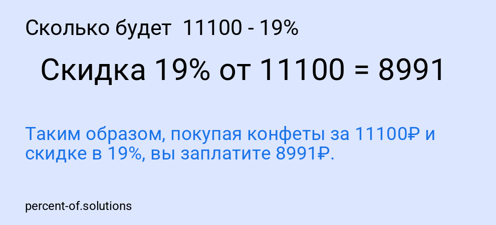 Сколько будет 11100 - 19%