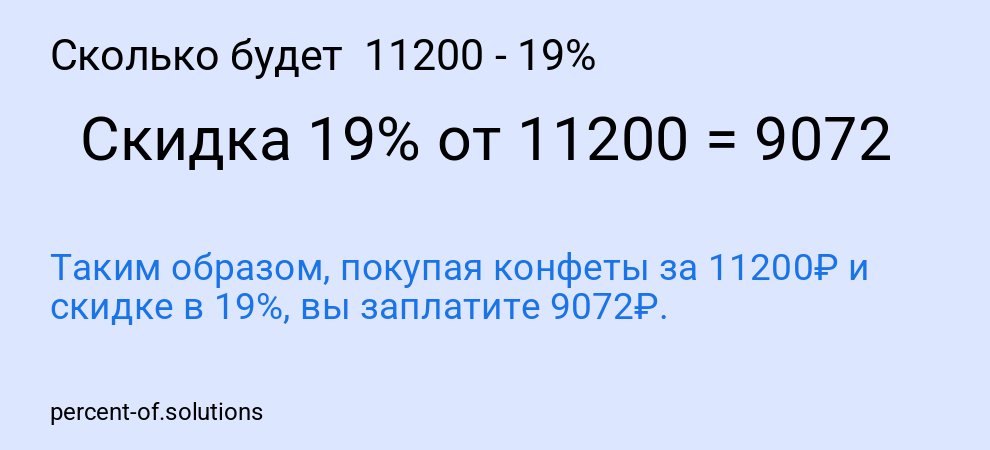 Сколько будет 11200 - 19%
