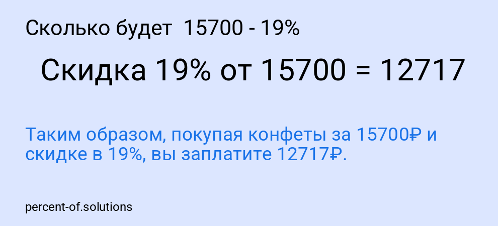 Сколько будет 15700 - 19%