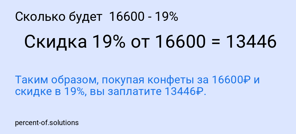 Сколько будет 16600 - 19%