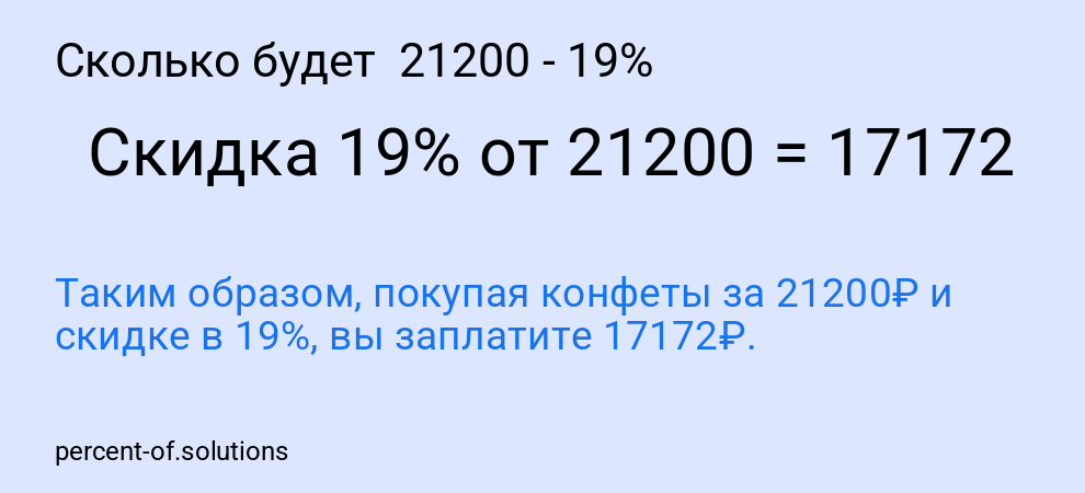 Сколько будет 21200 - 19%