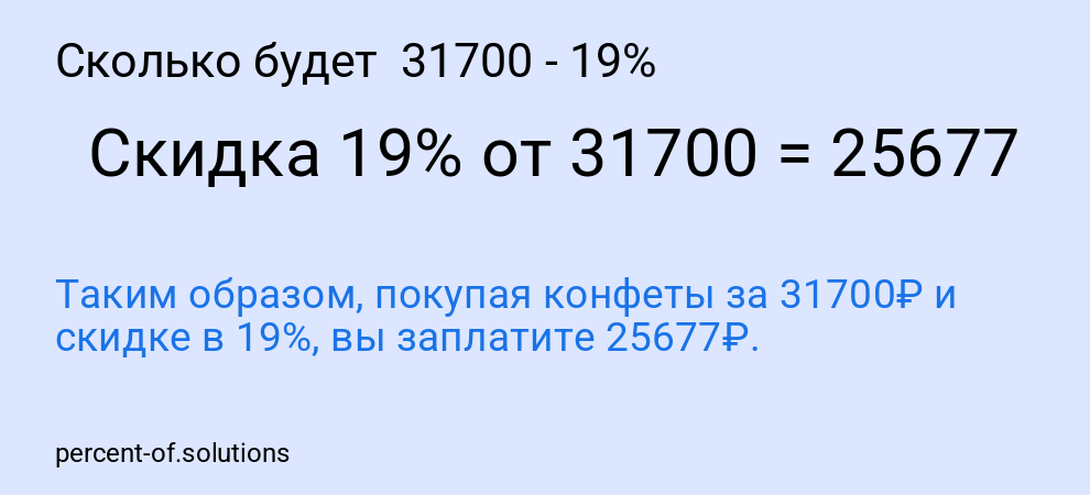 Сколько будет 31700 - 19%