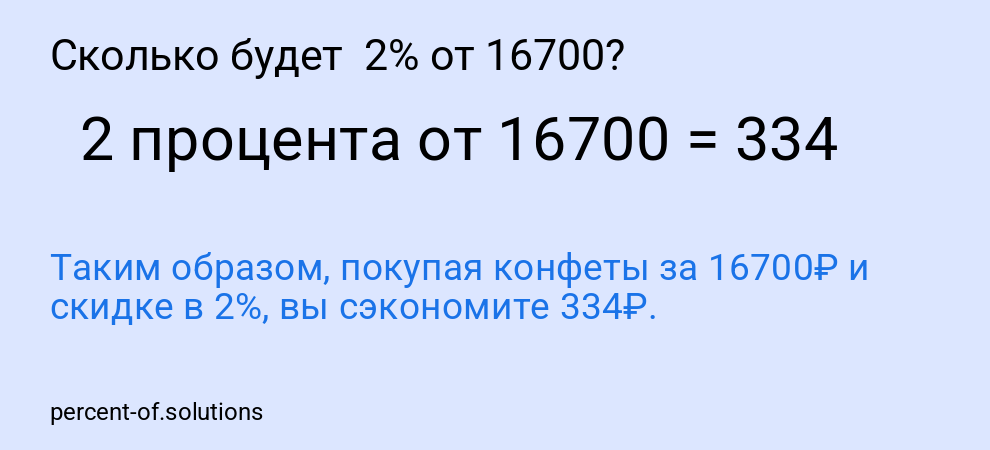 Сколько будет 2% от 16700?
