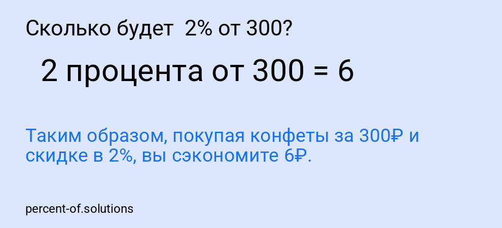 Сколько будет  2% от 300?