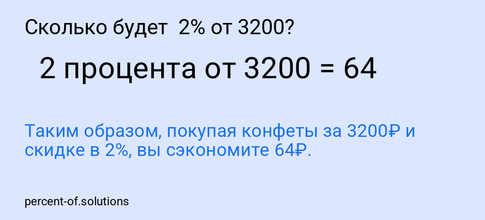 Сколько будет  2% от 3200?