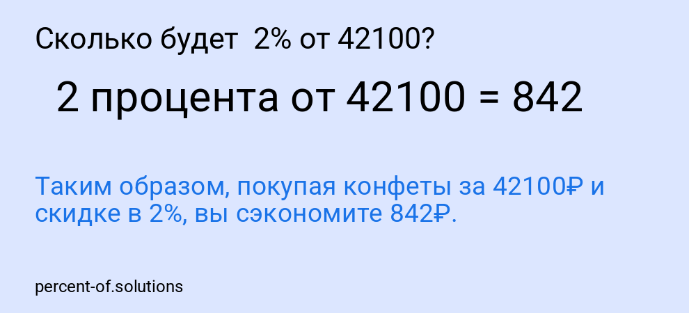 Сколько будет  2% от 42100?