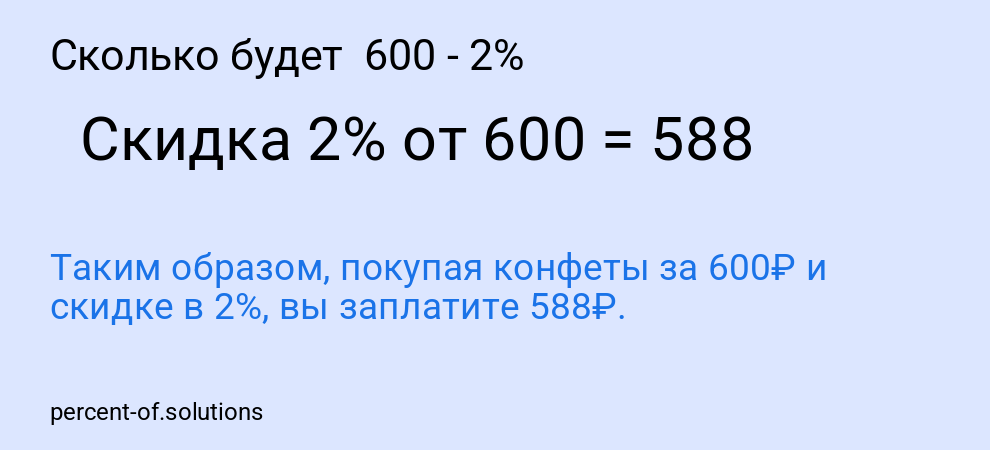 Сколько будет 600 - 2%