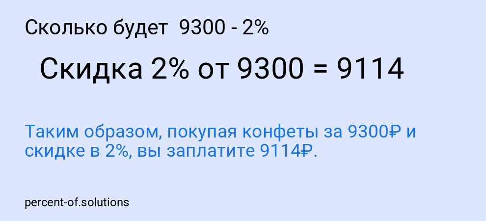 Сколько будет 9300 - 2%