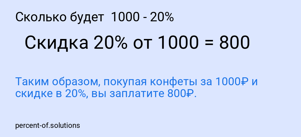 Сколько будет  1000 - 20%