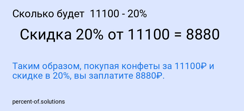Сколько будет 11100 - 20%