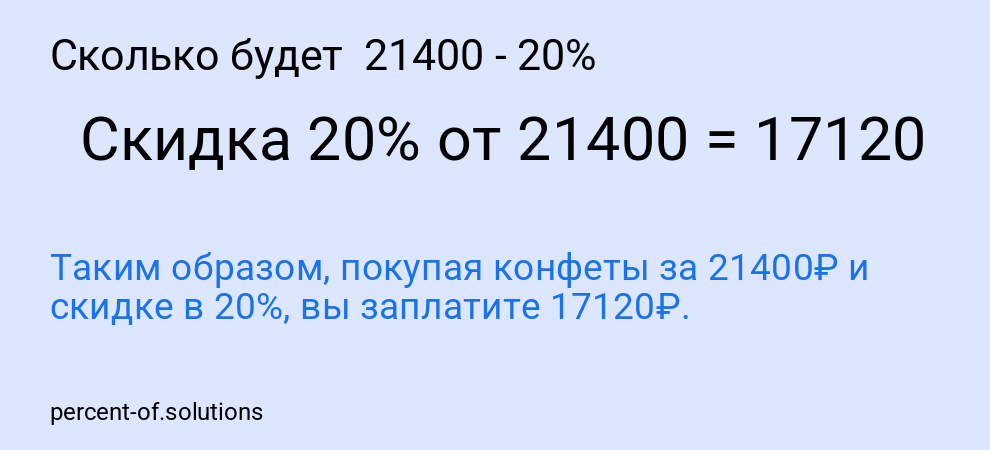 Сколько будет  21400 - 20%