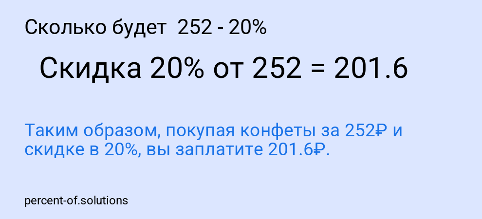Сколько будет  252 - 20%
