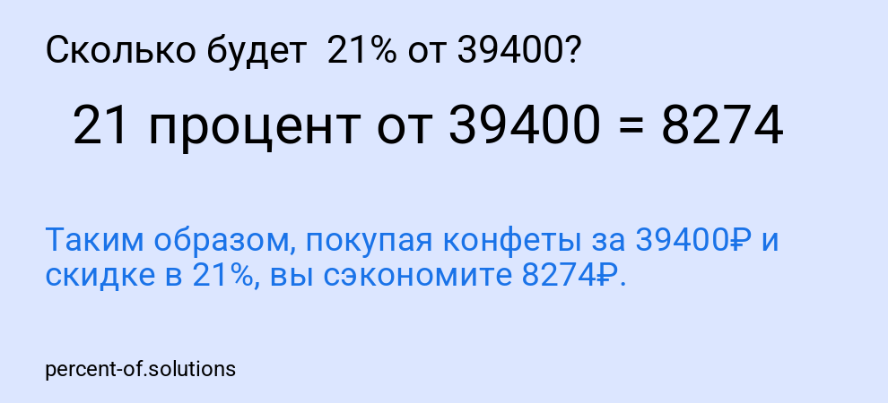 Сколько будет  21% от 39400?