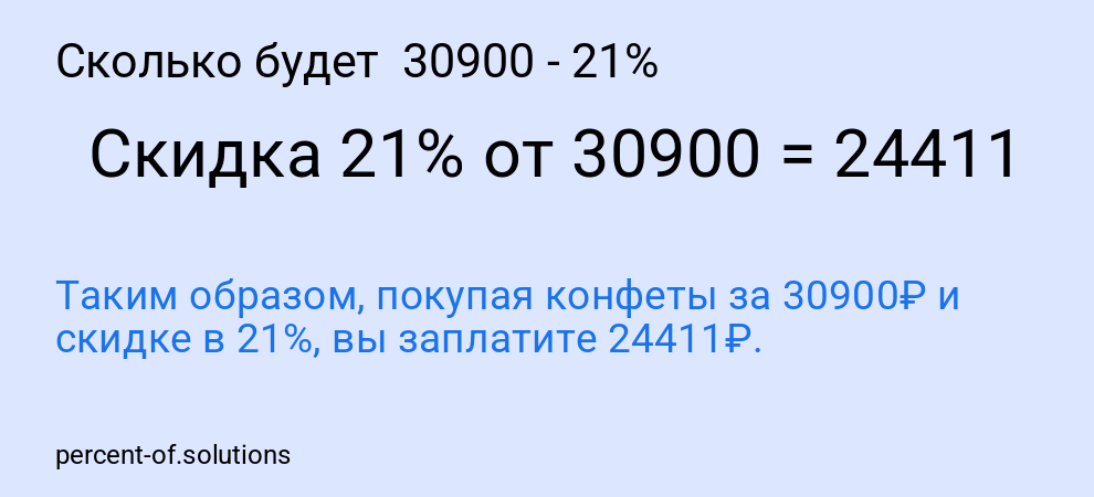 Сколько будет  30900 - 21%