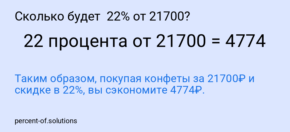 Сколько будет  22% от 21700?