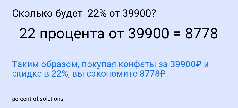 Сколько будет 22% от 39900?