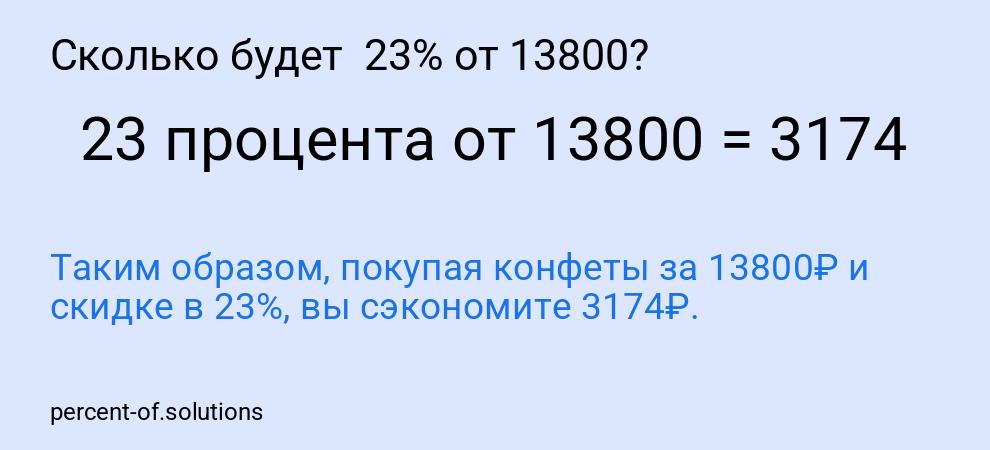 Сколько будет  23% от 13800?