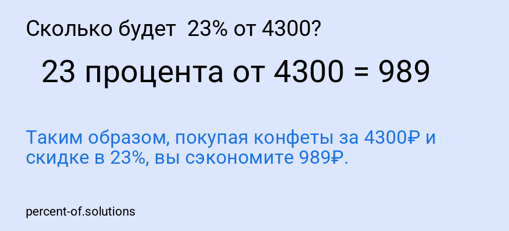 Сколько будет 23% от 4300?