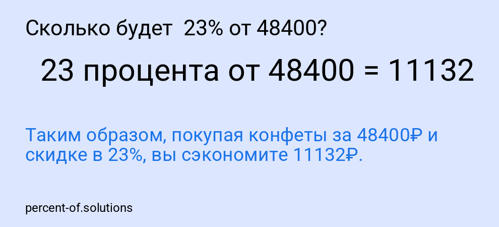 Сколько будет 23% от 48400?
