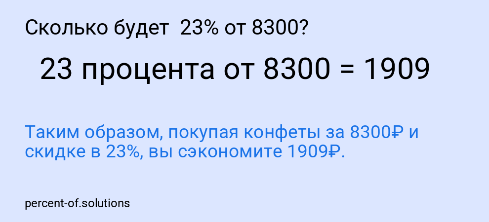 Сколько будет 23% от 8300?