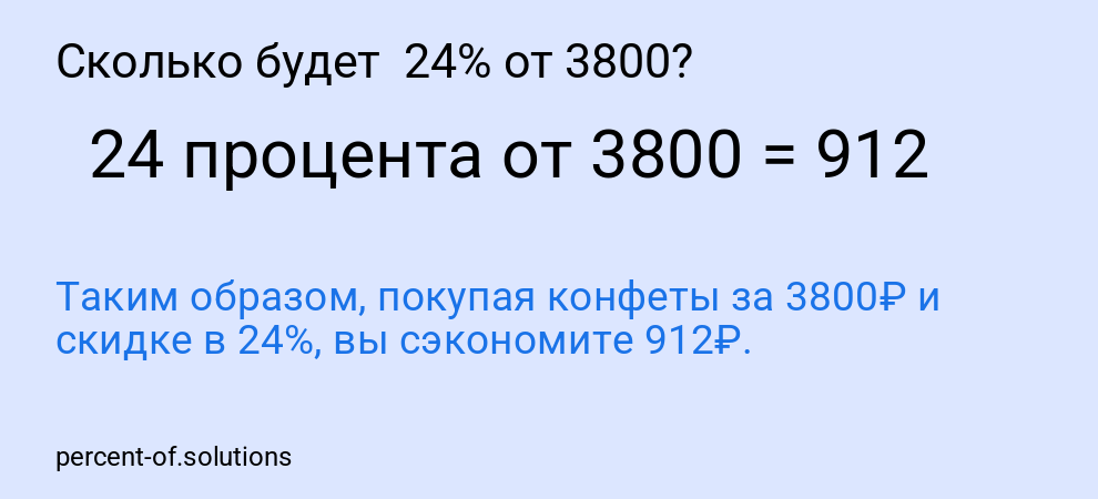 Сколько будет 24% от 3800?