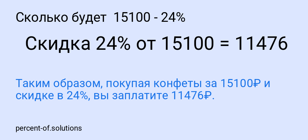 Сколько будет 15100 - 24%