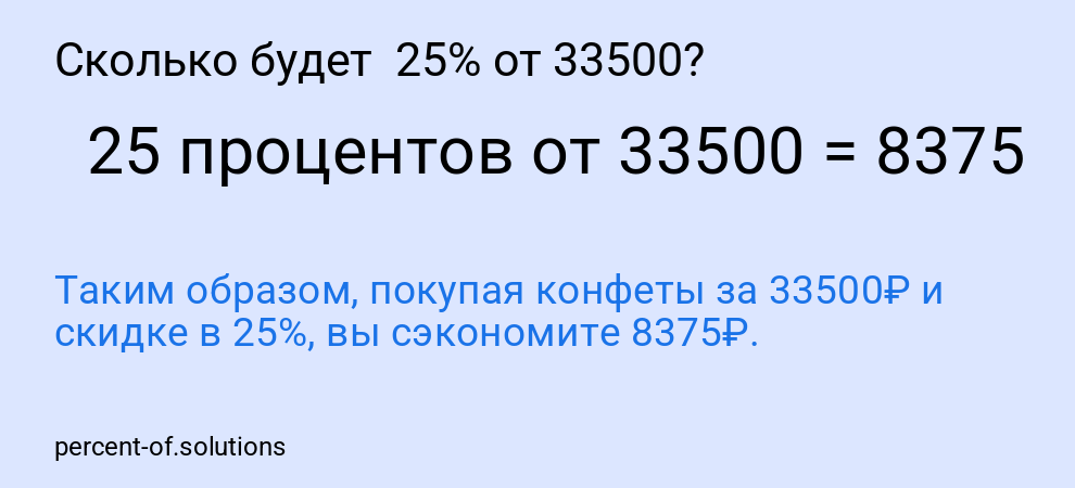 Сколько будет  25% от 33500?
