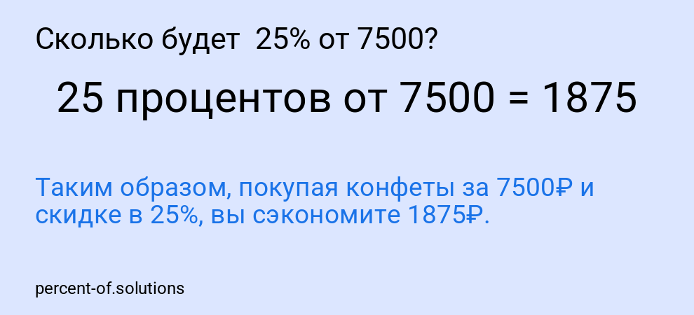 Сколько будет  25% от 7500?