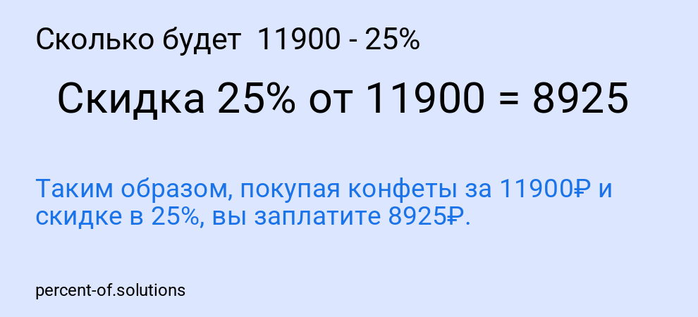 Сколько будет 11900 - 25%