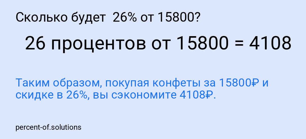 Сколько будет 26% от 15800?