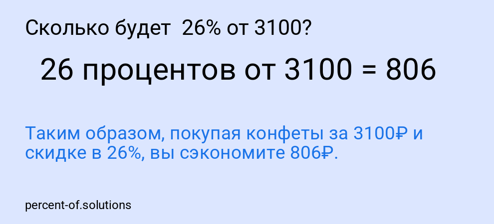 Сколько будет  26% от 3100?