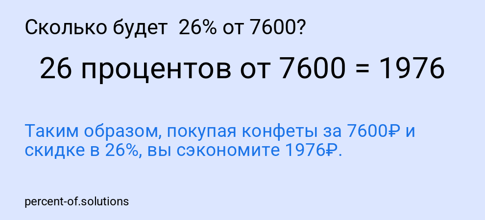 Сколько будет  26% от 7600?