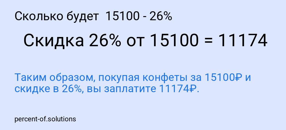 Сколько будет 15100 - 26%