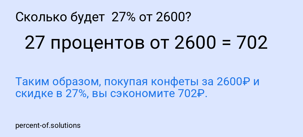 Сколько будет 27% от 2600?