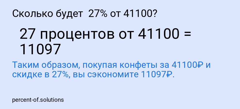 Сколько будет  27% от 41100?