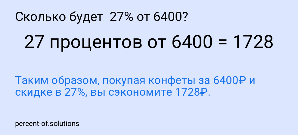 Сколько будет  27% от 6400?