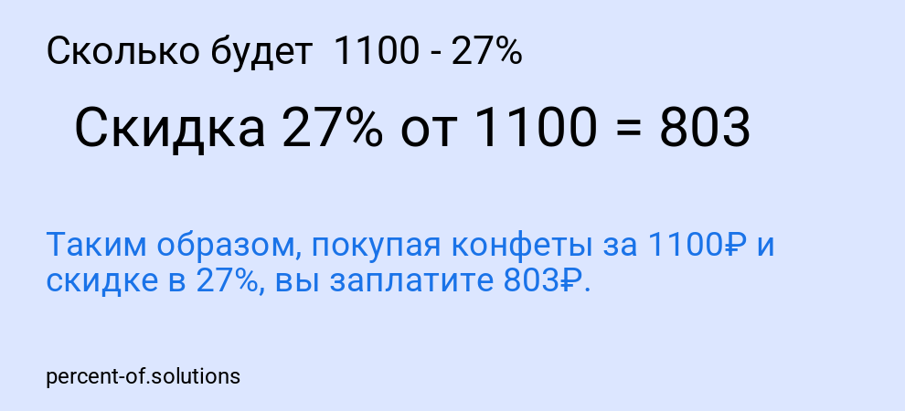 Сколько будет  1100 - 27%