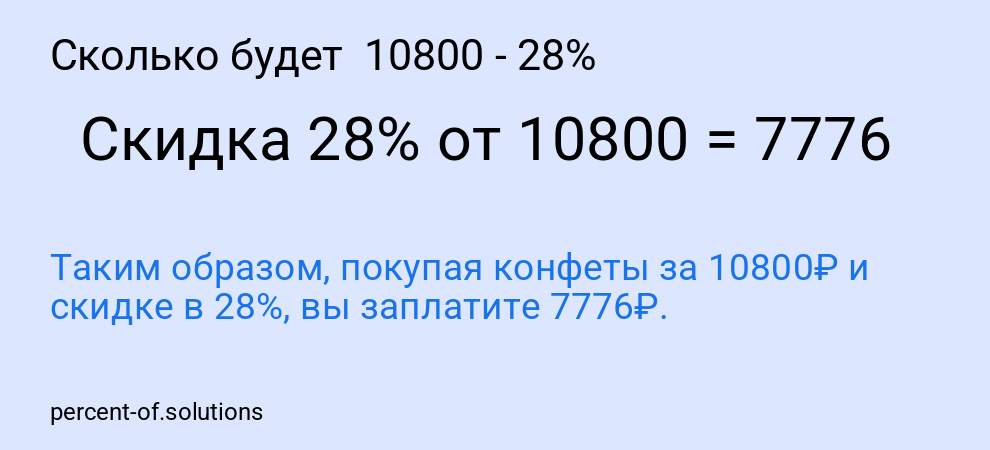 Сколько будет 10800 - 28%